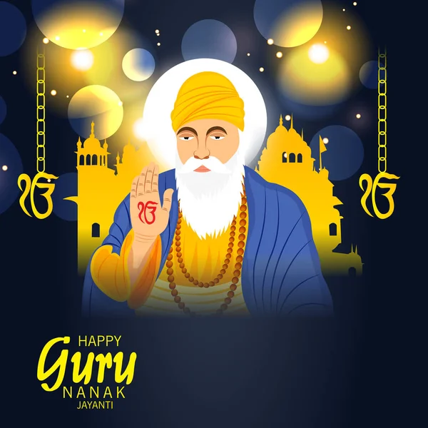 Vector Illustration Background Happy Gurpurab Guru Nanak Jayanti Festival Sikh — Stock Vector