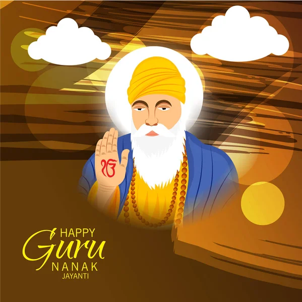 Vector Illustration Background Happy Gurpurab Guru Nanak Jayanti Festival Sikh — Stock Vector