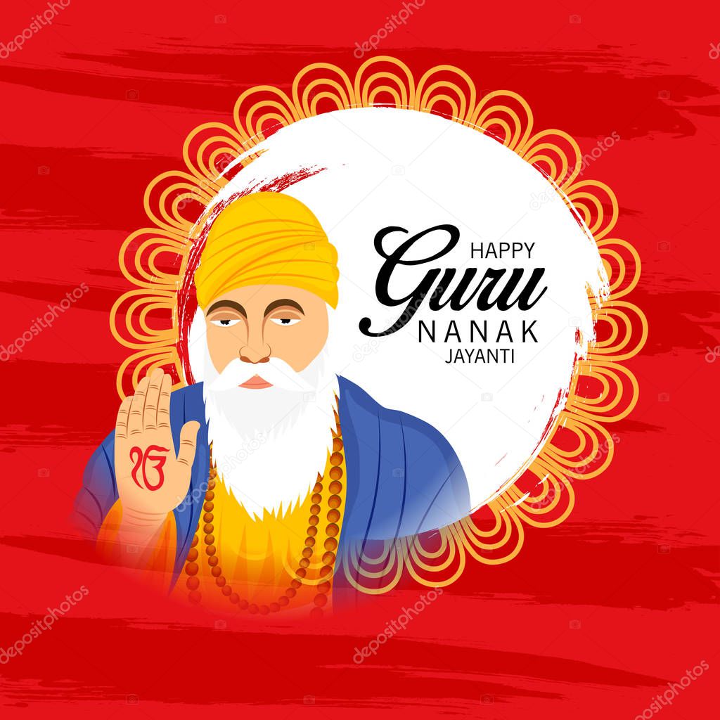 Vector illustration of a Background for  Happy Gurpurab, Guru Nanak Jayanti Festival of Sikh Celebration.