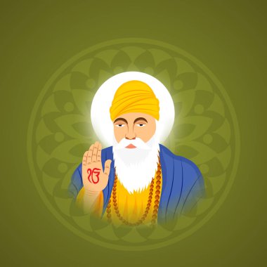 Mutlu Gurpurab, Guru Nanak Jayanti Festivali Sih kutlama için bir arka plan vektör çizim.