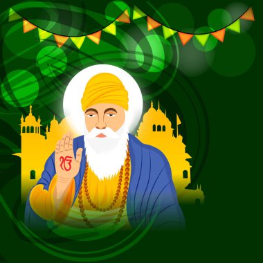 Mutlu Gurpurab, Guru Nanak Jayanti Festivali Sih kutlama için bir arka plan vektör çizim.