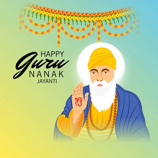 Vector Illustration Background Happy Gurpurab Guru Nanak Jayanti Festival Sikh — Stock Vector