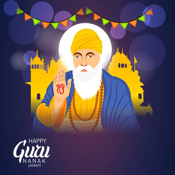 Ilustración Vectorial Fondo Para Happy Gurpurab Guru Nanak Jayanti Festival — Archivo Imágenes Vectoriales