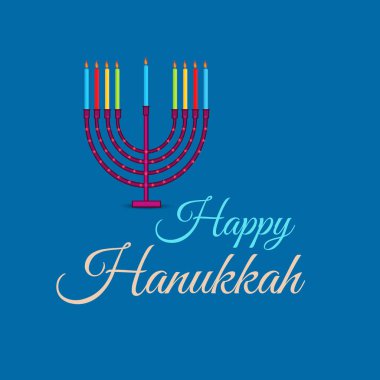 Yahudi tatil Hanukkah Menorah (geleneksel Mumluk) ve yanan mum için bir arka plan vektör çizim.