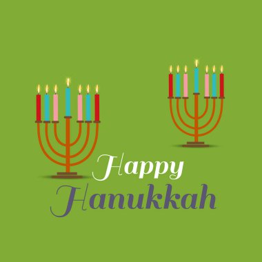Yahudi tatil Hanukkah Menorah (geleneksel Mumluk) ve yanan mum için bir arka plan vektör çizim.