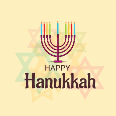 Yahudi tatil Hanukkah Menorah (geleneksel Mumluk) ve yanan mum için bir arka plan vektör çizim.