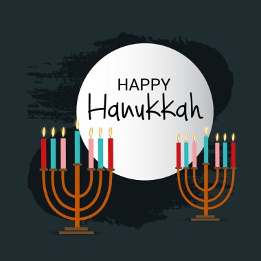 Yahudi tatil Hanukkah Menorah (geleneksel Mumluk) ve yanan mum için bir arka plan vektör çizim.