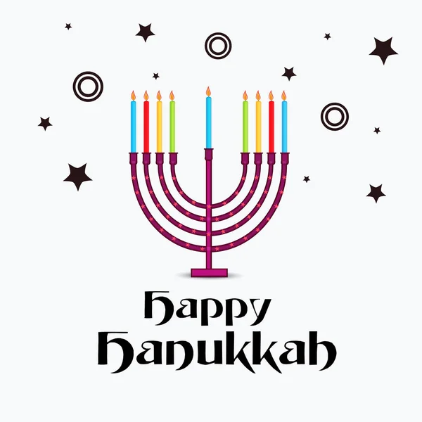 Yahudi Tatil Hanukkah Menorah Geleneksel Mumluk Yanan Mum Için Bir — Stok Vektör