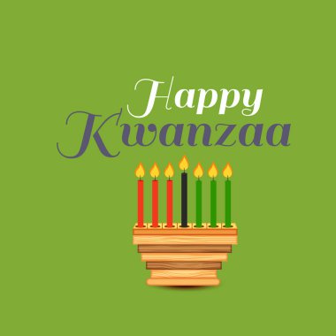 Bir arka plan vektör çizim Kwanzaa yedi ilke temsil eden geleneksel renkli mumlar ile için.