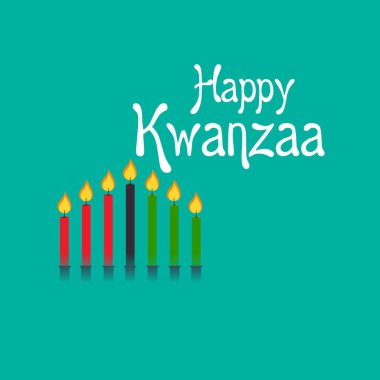 Bir arka plan vektör çizim Kwanzaa yedi ilke temsil eden geleneksel renkli mumlar ile için.
