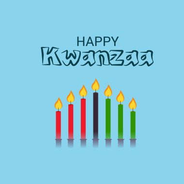 Bir arka plan vektör çizim Kwanzaa yedi ilke temsil eden geleneksel renkli mumlar ile için.
