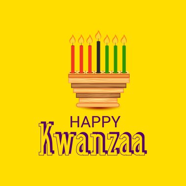 Bir arka plan vektör çizim Kwanzaa yedi ilke temsil eden geleneksel renkli mumlar ile için.