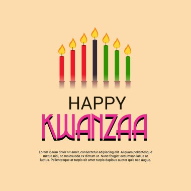 Bir arka plan vektör çizim Kwanzaa yedi ilke temsil eden geleneksel renkli mumlar ile için.