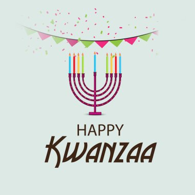 Bir arka plan vektör çizim Kwanzaa yedi ilke temsil eden geleneksel renkli mumlar ile için.