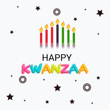 Bir arka plan vektör çizim Kwanzaa yedi ilke temsil eden geleneksel renkli mumlar ile için.