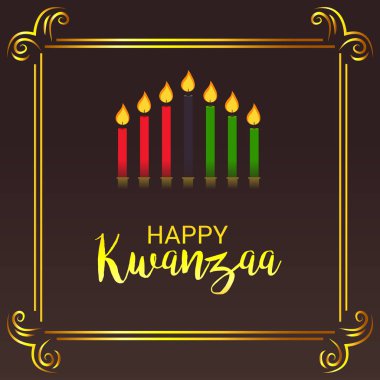 Bir arka plan vektör çizim Kwanzaa yedi ilke temsil eden geleneksel renkli mumlar ile için.
