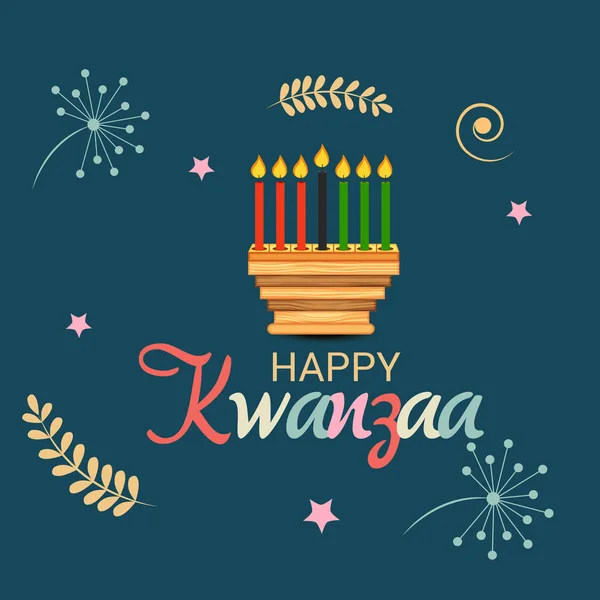 Bir arka plan vektör çizim Kwanzaa yedi ilke temsil eden geleneksel renkli mumlar ile için.