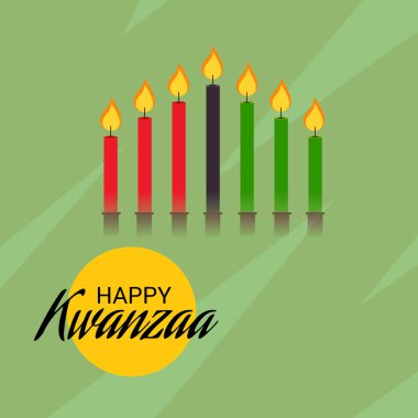 Bir arka plan vektör çizim Kwanzaa yedi ilke temsil eden geleneksel renkli mumlar ile için.