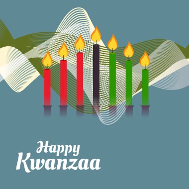 Bir arka plan vektör çizim Kwanzaa yedi ilke temsil eden geleneksel renkli mumlar ile için.