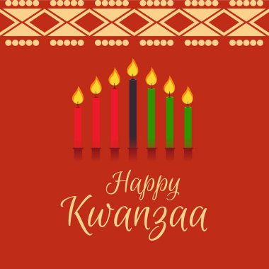 Bir arka plan vektör çizim Kwanzaa yedi ilke temsil eden geleneksel renkli mumlar ile için.