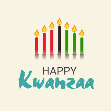 Bir arka plan vektör çizim Kwanzaa yedi ilke temsil eden geleneksel renkli mumlar ile için.