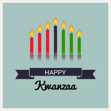 Bir arka plan vektör çizim Kwanzaa yedi ilke temsil eden geleneksel renkli mumlar ile için.