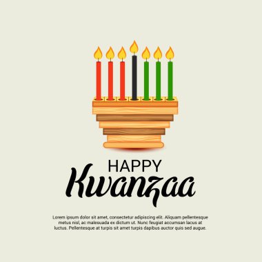 Bir arka plan vektör çizim Kwanzaa yedi ilke temsil eden geleneksel renkli mumlar ile için.