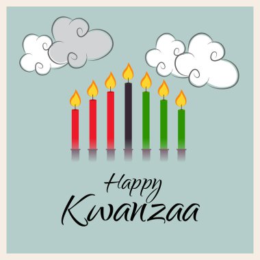 Bir arka plan vektör çizim Kwanzaa yedi ilke temsil eden geleneksel renkli mumlar ile için.