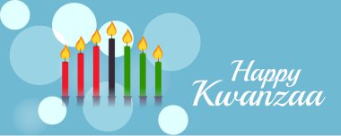 Bir arka plan vektör çizim Kwanzaa yedi ilke temsil eden geleneksel renkli mumlar ile için.