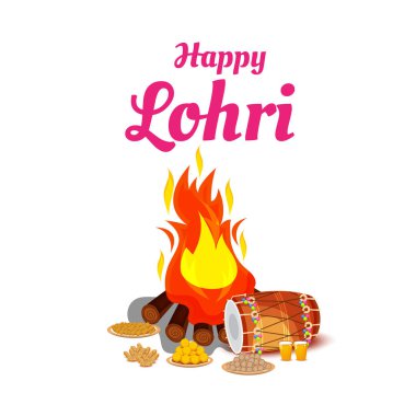 Punjabi Festivali için Mutlu Lohri tatil şablonu için bir arkaplan illüstrasyonu.