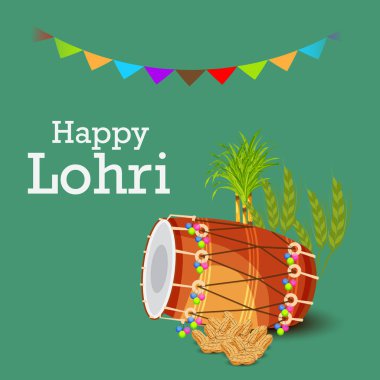 Punjabi Festivali için Mutlu Lohri tatil şablonu için bir arkaplan illüstrasyonu.