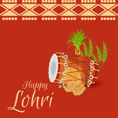 Punjabi Festivali için Mutlu Lohri tatil şablonu için bir arkaplan illüstrasyonu.
