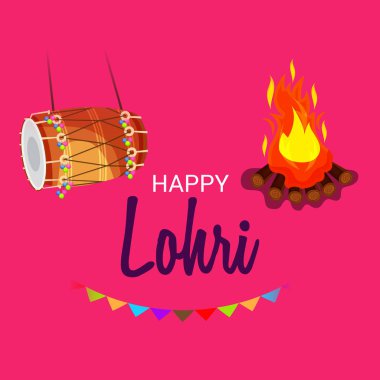 Punjabi Festivali için Mutlu Lohri tatil şablonu için bir arkaplan illüstrasyonu.