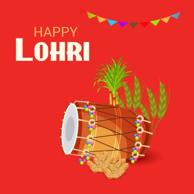 Punjabi Festivali için Mutlu Lohri tatil şablonu için bir arkaplan illüstrasyonu.
