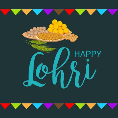 Punjabi Festivali için Mutlu Lohri tatil şablonu için bir arkaplan illüstrasyonu.