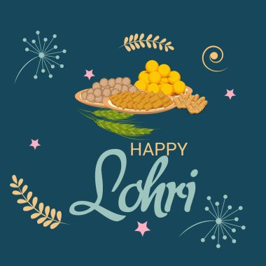 Punjabi Festivali için Mutlu Lohri tatil şablonu için bir arkaplan illüstrasyonu.