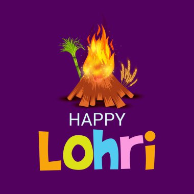 Punjabi Festivali için Mutlu Lohri tatil şablonu için bir arkaplan illüstrasyonu.