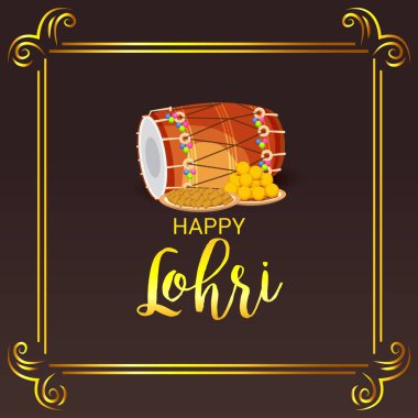 Punjabi Festivali için Mutlu Lohri tatil şablonu için bir arkaplan illüstrasyonu.