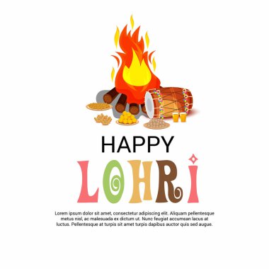Punjabi Festivali için Mutlu Lohri tatil şablonu için bir arkaplan illüstrasyonu.