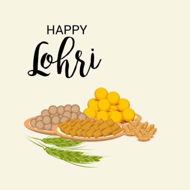 Punjabi Festivali için Mutlu Lohri tatil şablonu için bir arkaplan illüstrasyonu.