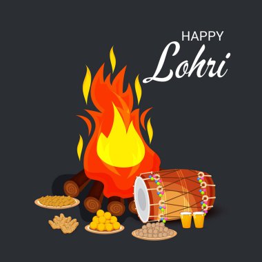 Punjabi Festivali için Mutlu Lohri tatil şablonu için bir arkaplan illüstrasyonu.