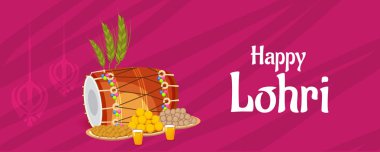 Punjabi Festivali için Mutlu Lohri tatil şablonu için bir arkaplan illüstrasyonu.