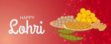 Punjabi Festivali için Mutlu Lohri tatil şablonu için bir arkaplan illüstrasyonu.