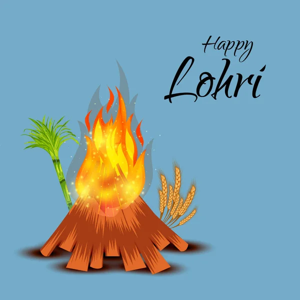 Vector Illustration Background Happy Lohri Holiday Template Punjabi Festival — Stock Vector