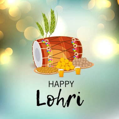 Punjabi Festivali için Mutlu Lohri tatil şablonu için bir arkaplan illüstrasyonu.