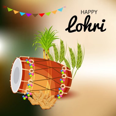 Punjabi Festivali için Mutlu Lohri tatil şablonu için bir arkaplan illüstrasyonu.