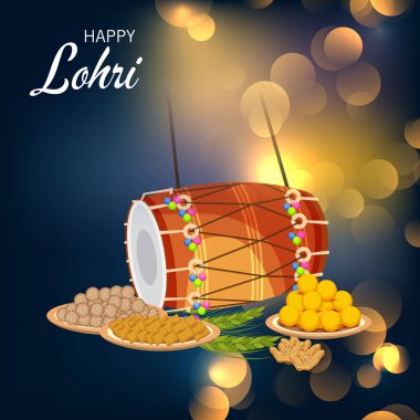 Punjabi Festivali için Mutlu Lohri tatil şablonu için bir arkaplan illüstrasyonu.