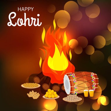 Punjabi Festivali için Mutlu Lohri tatil şablonu için bir arkaplan illüstrasyonu.