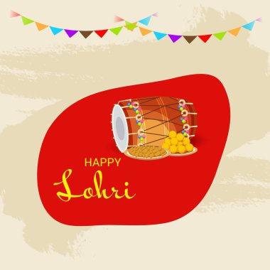 Punjabi Festivali için Mutlu Lohri tatil şablonu için bir arkaplan illüstrasyonu.