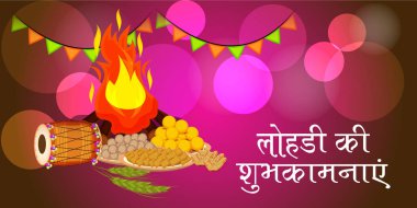 Punjabi Festivali için Mutlu Lohri tatil şablonu için bir arkaplan illüstrasyonu.